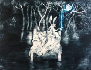 Poured like Dreams between Silence - Drypoint print by Shana James $720 unframed